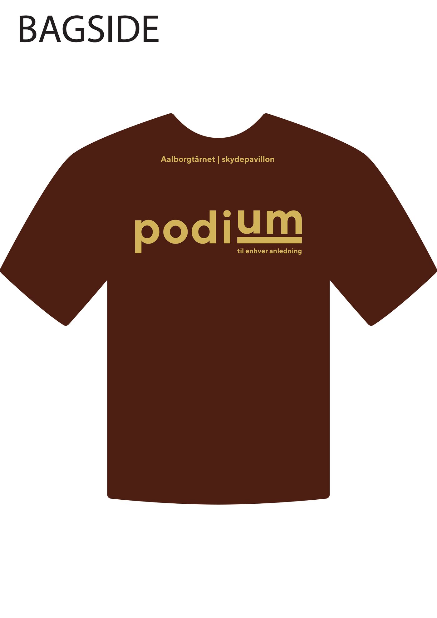 T-shirt til personale — bagside med Aalborgtårnet og Skydepavillonen.