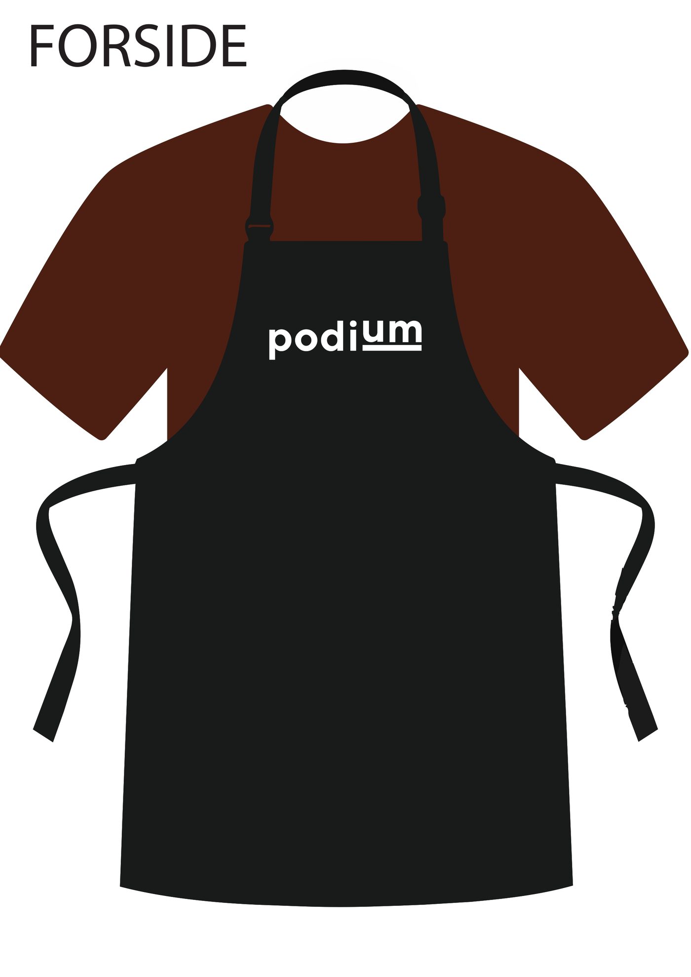 T-shirt til personale — forside med Podium-logo.