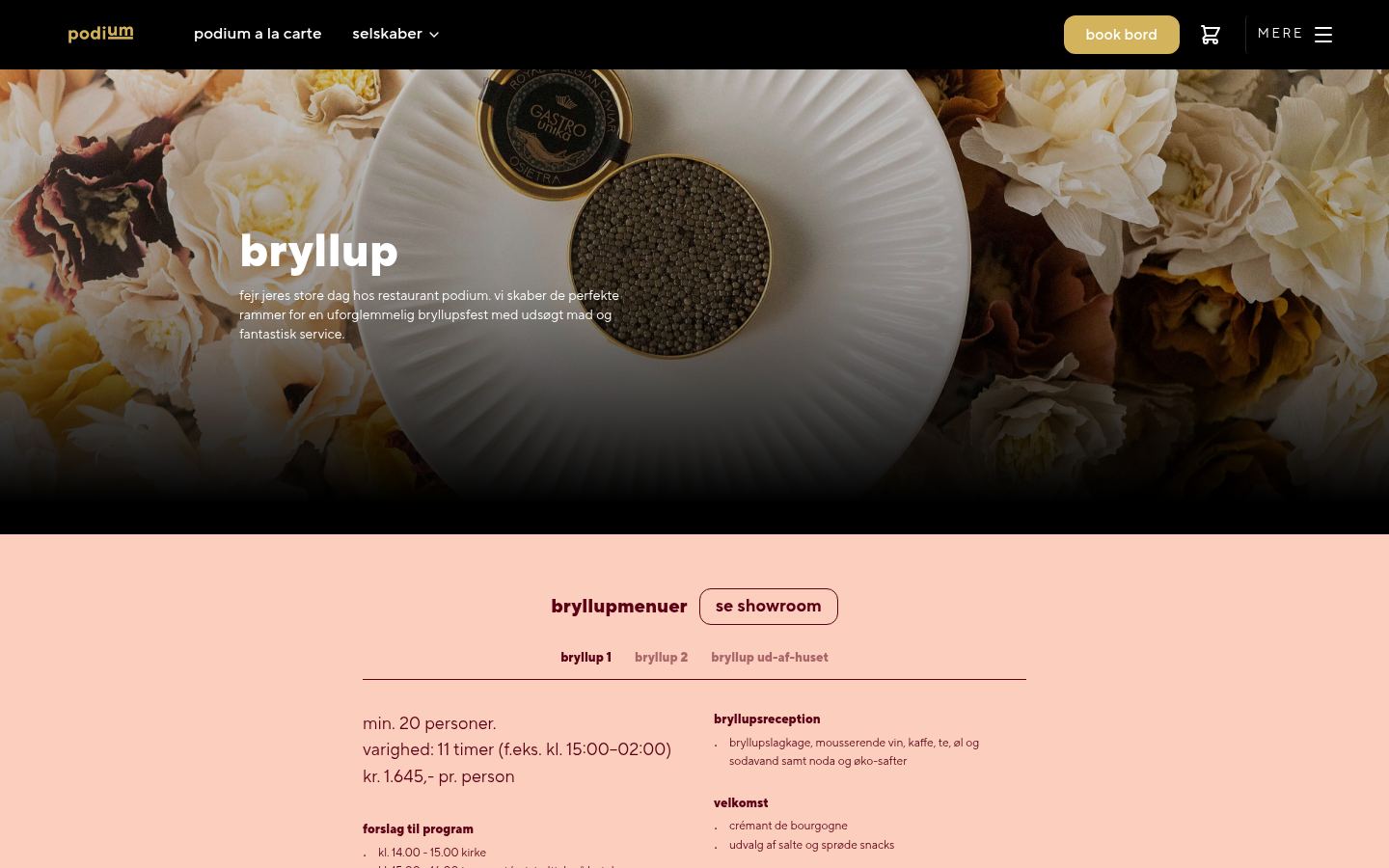 restaurantpodium.dk — bryllup, en dedikeret atmosfære per fest.