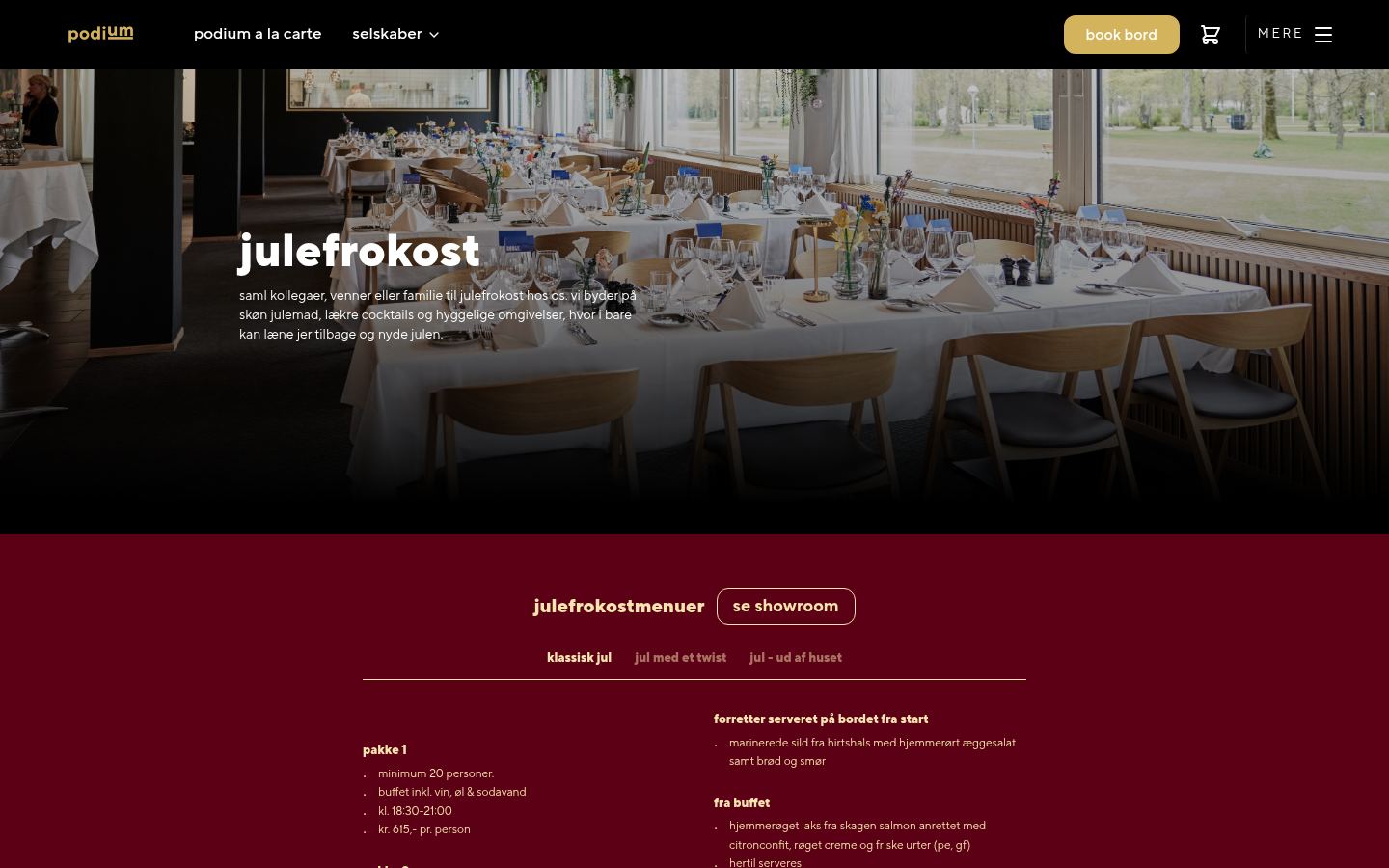 restaurantpodium.dk — julefrokost, samme system, ny tone.