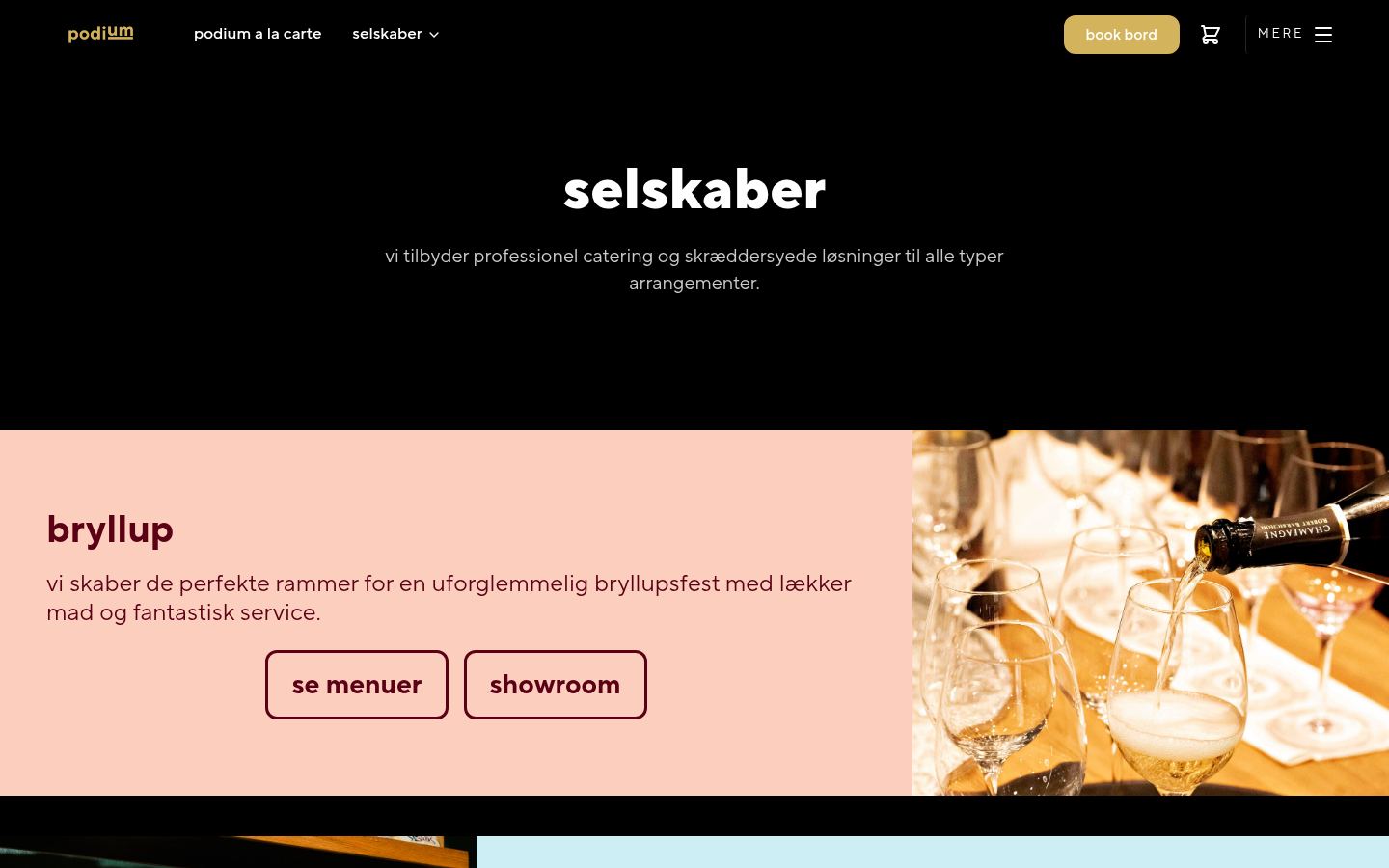 restaurantpodium.dk — selskaber, et kort-system per anledning.